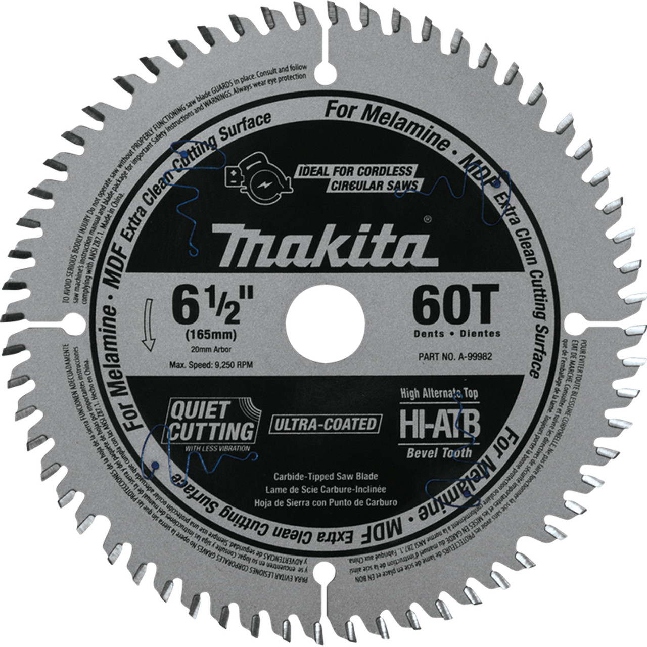 Makita MAK-A-99982 6-1/2" 60T (ATB) Carbide Tipped Plunge Saw Blade  Atlas-Machinery
