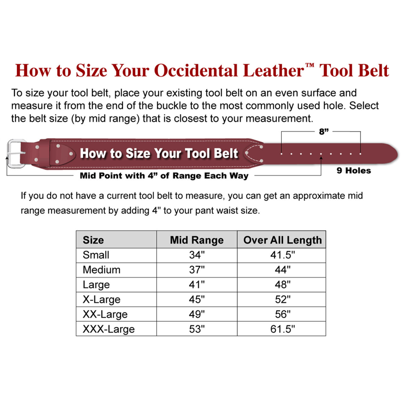 Occidental Leather OCC-6100TLG 6100T Pro Trimmer Tool Belt with Tape  Holster Atlas-Machinery