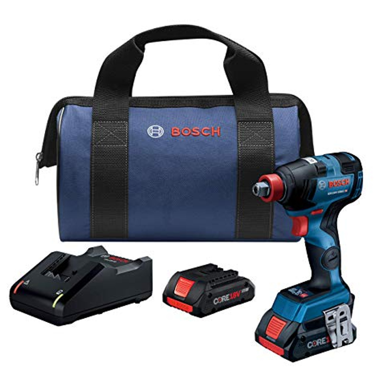 Bosch BOS GDX18V 1800CB25 18V EC Brushless Connected Ready Freak 1 4 in and 1 2 in Two In One Bit Socket Impact Driver Kit with 2 CORE 18V 4.0 Ah