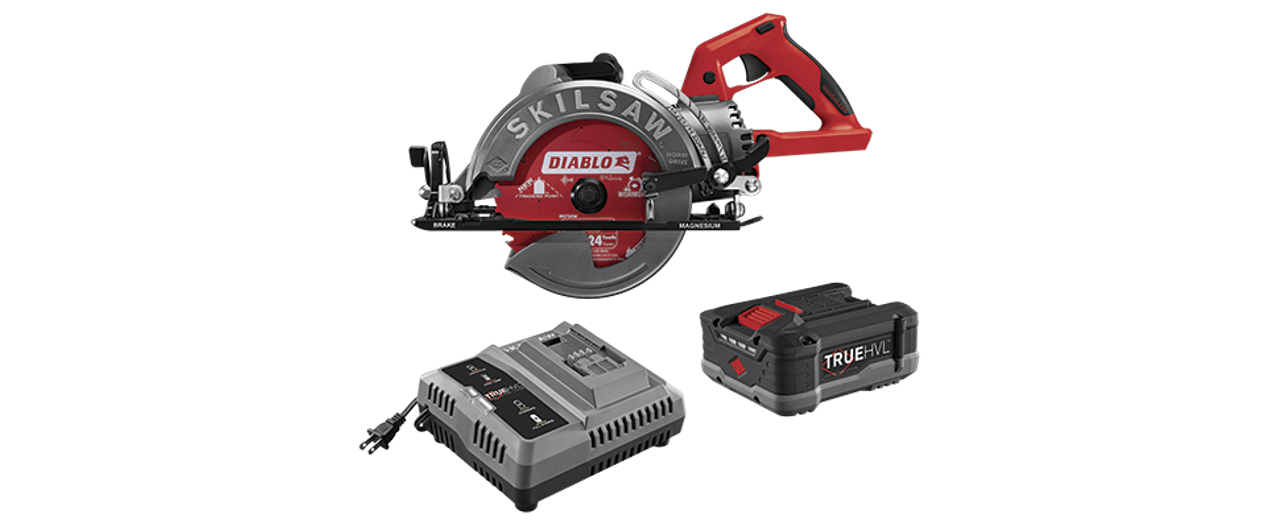 Skilsaw SKIL-SPTH77M-12 7-1/4 In. TrueHVL Cordless Worm Drive Saw Kit With  TrueHVL Battery  Diablo Blade Atlas-Machinery