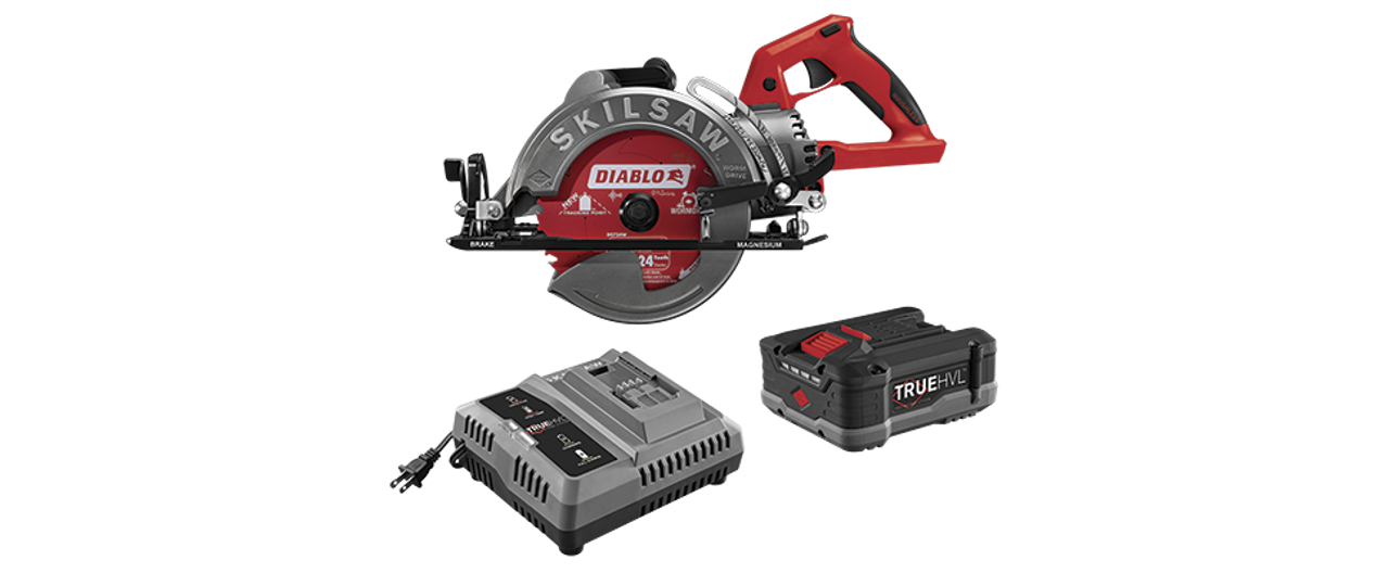 Skilsaw SKIL-SPTH77M-12 7-1/4 In. TrueHVL Cordless Worm Drive Saw Kit With  TrueHVL Battery  Diablo Blade Atlas-Machinery