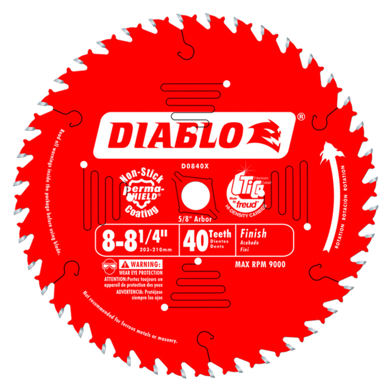 Freud FRE-D0840X Diablo 8-1/4 in. x 40 Tooth Finishing Saw Blade  Atlas-Machinery