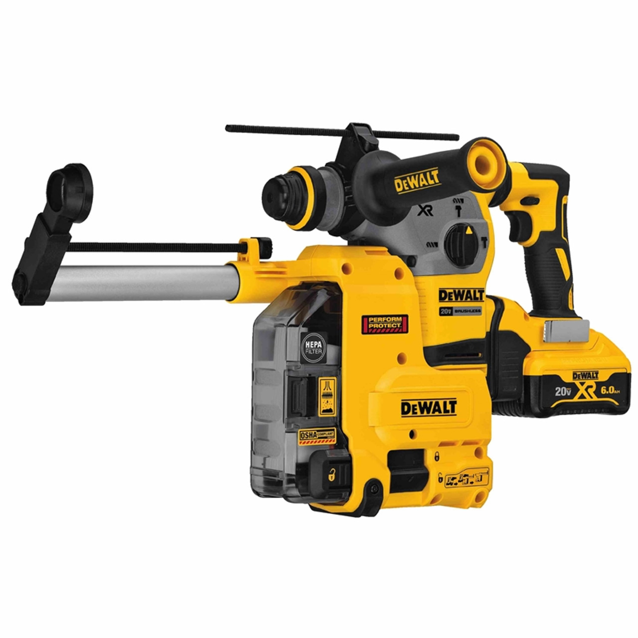 DEWALT DEW-DCH293R2DH 20V MAX XR Brushless 1-1/8 In. L-Shape SDS Plus  Rotary Hammer Kit W/ Dust Collection Atlas-Machinery