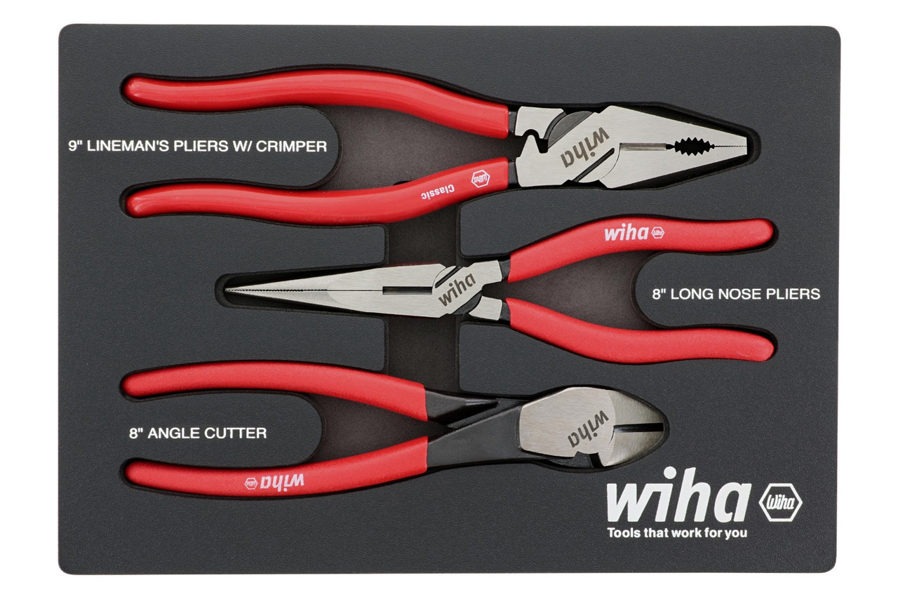 Wiha Tools WIHA-34680 3 pc Classic Grip Pliers and Cutters Foam Laser Cut  Set