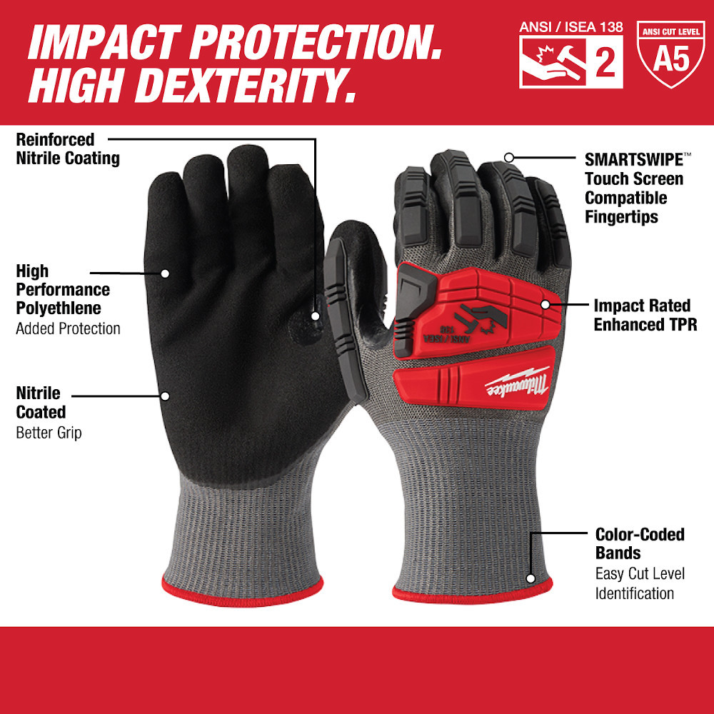 Milwaukee MIL48228980 Cut 5 Impact Nitrile Glove AtlasMachinery