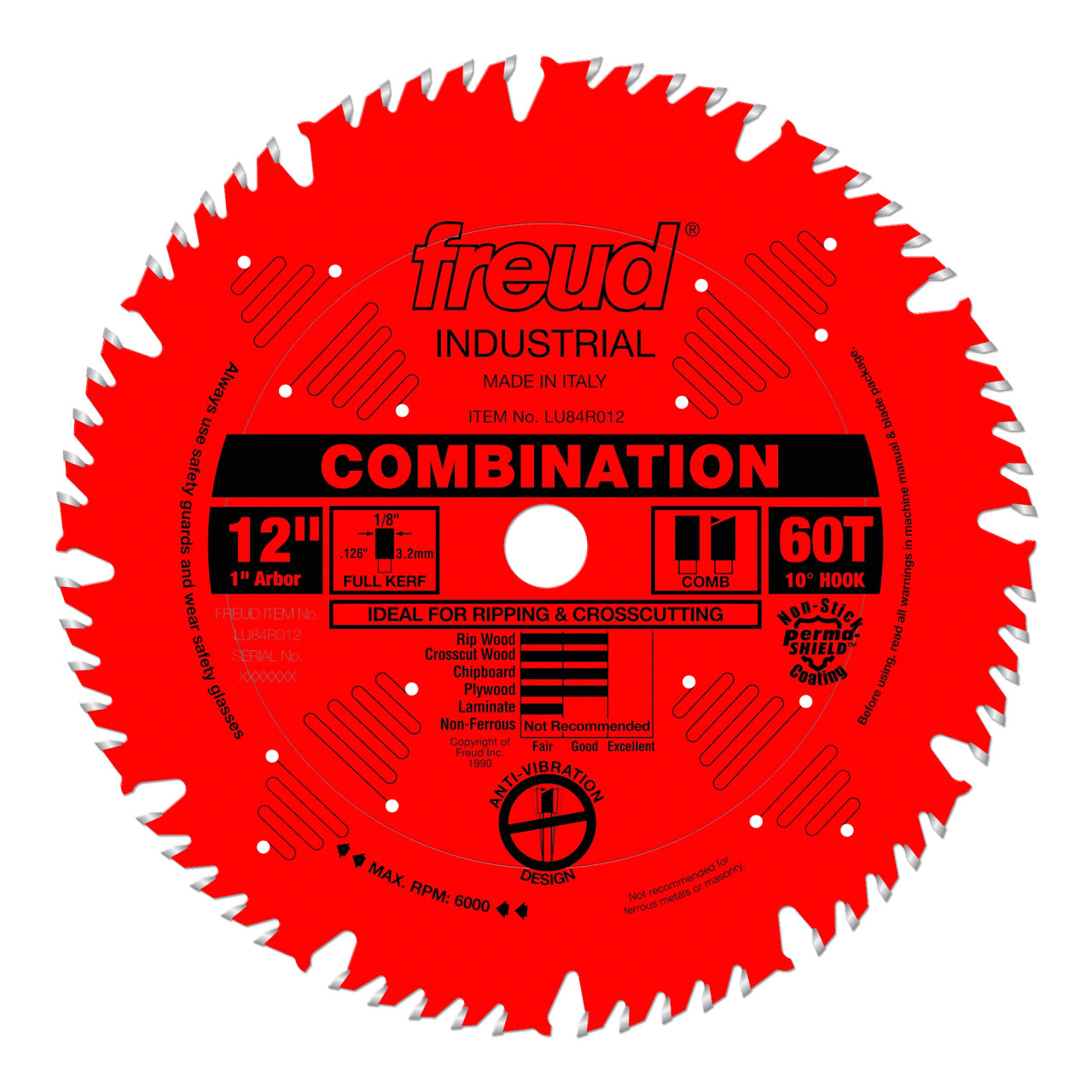 Freud FRE-LU84R012 12in X 60T Combination Saw Blade - Atlas-Machinery