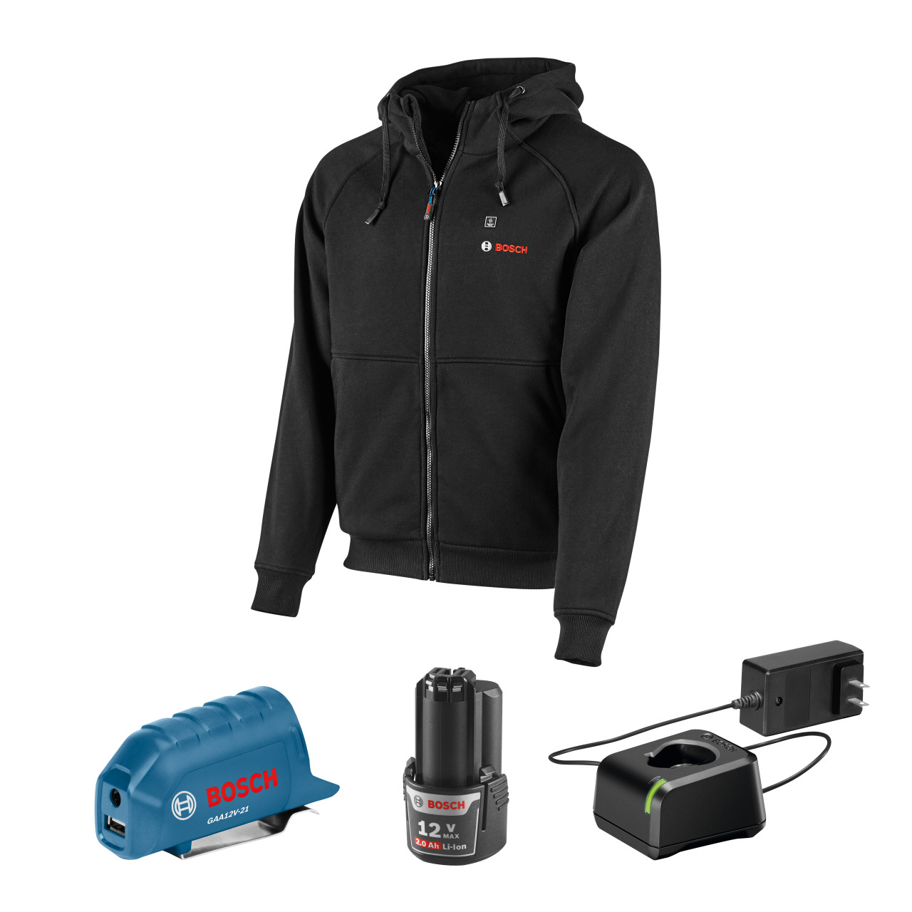 Bosch BOS-GHH12V 12V Max Heated Hoodie Kit with Portable Power Adapter