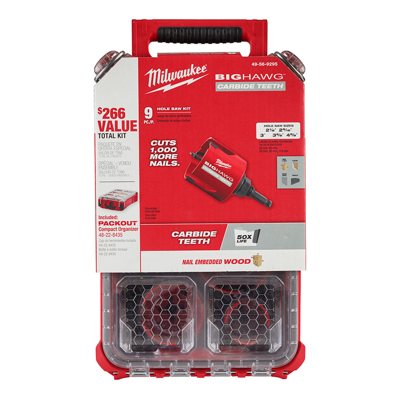 Milwaukee MIL 49 56 9295 9 Piece BIG HAWG with Carbide Teeth Hole