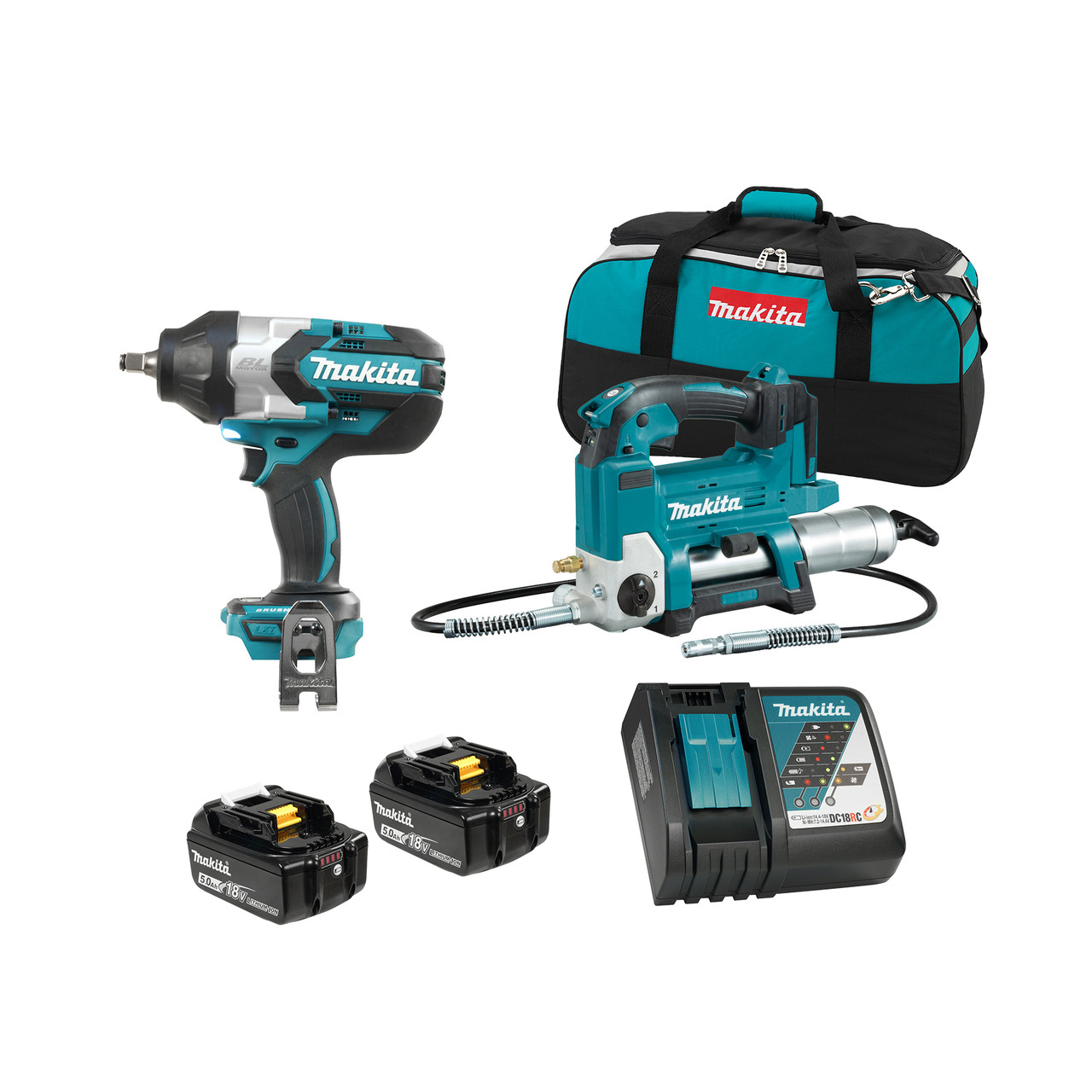 Makita MAK DLX2465TX1 18V Li Ion 5.0 Ah 2 Tool Combo Kit