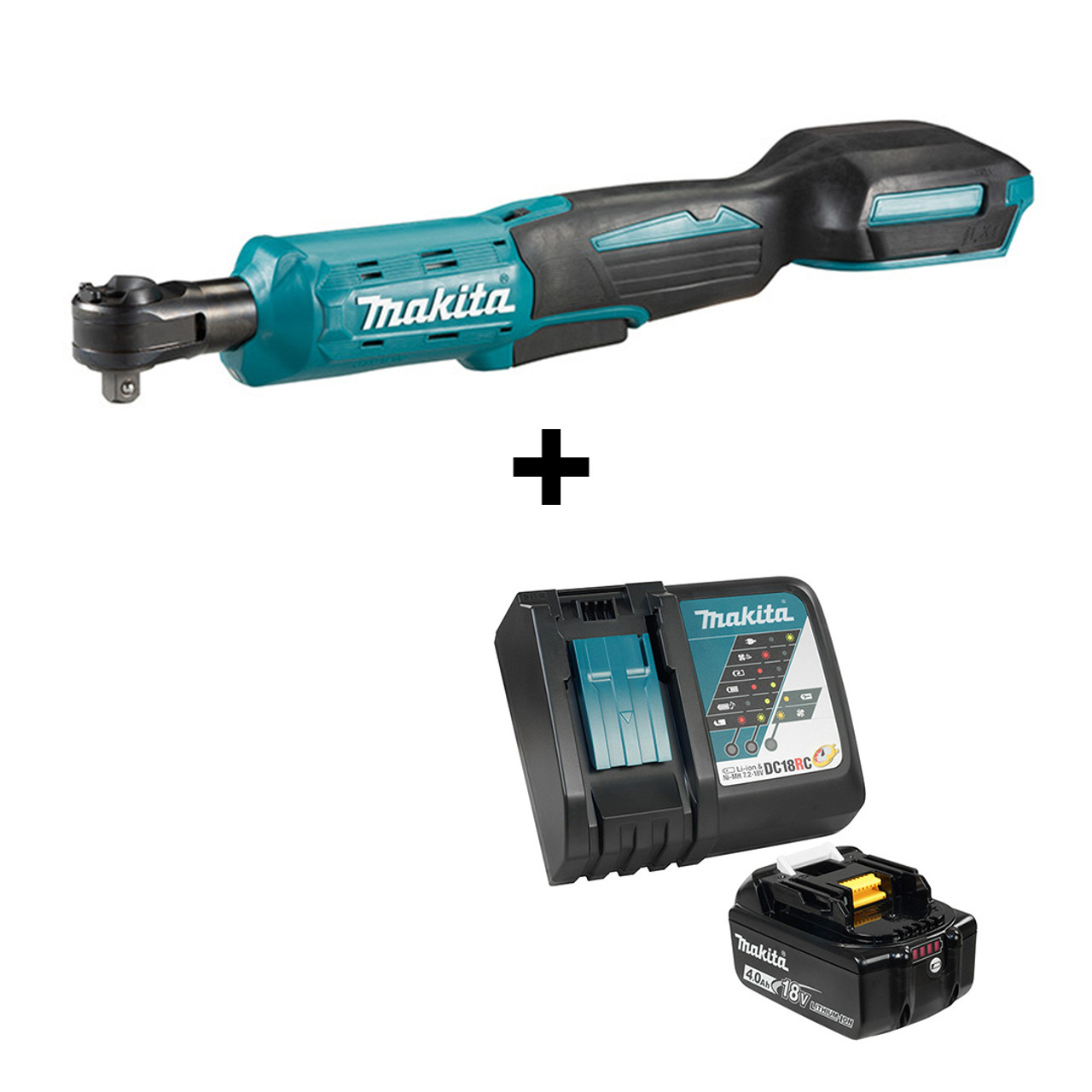 Makita MAK-DWR180Z-KIT 1/4"-3/8" Cordless Ratchet + 4.0Ah Battery & Kit - Atlas-Machinery