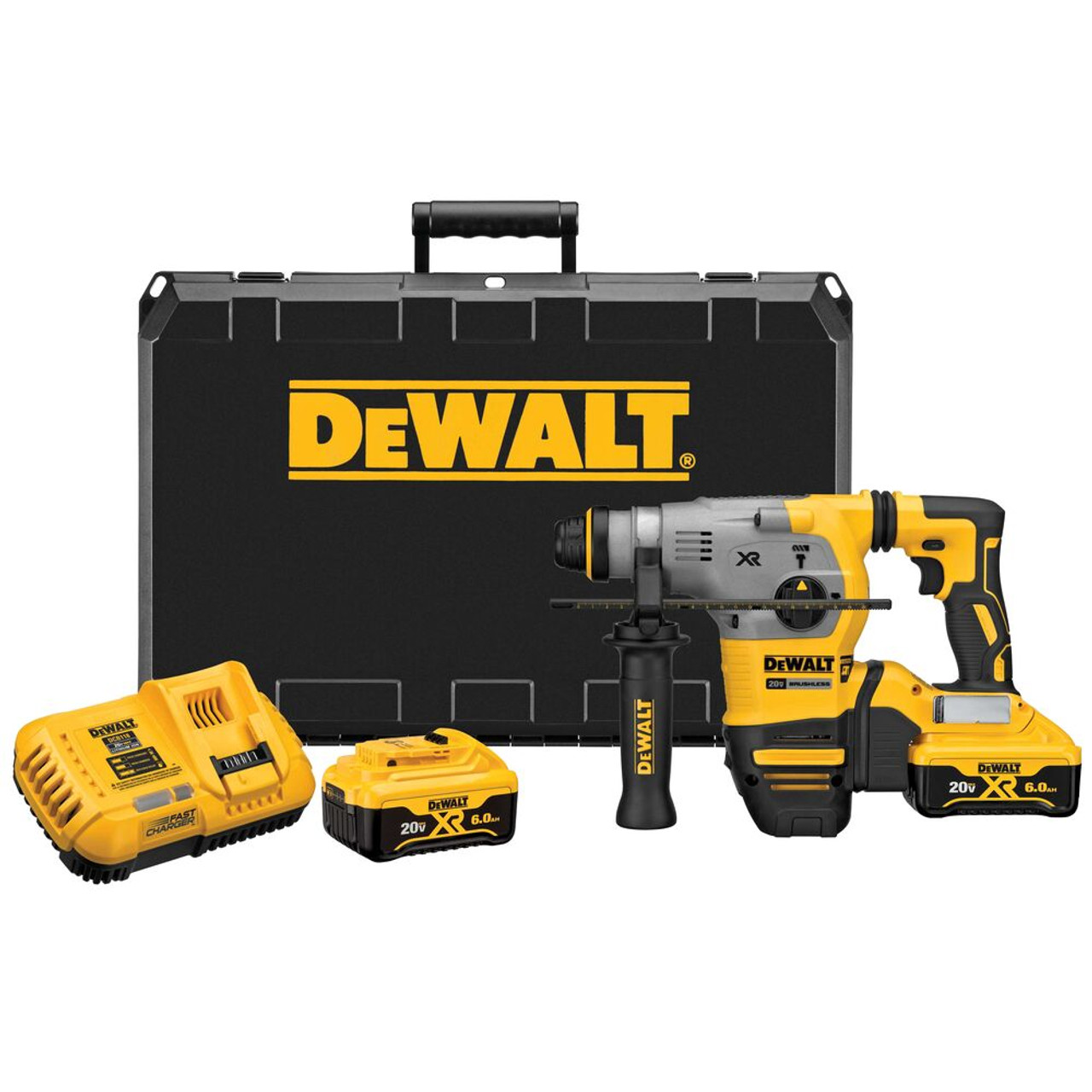 DEWALT DEW-DCH293R2 20V MAX 1-1/8 in. XR Brushless Cordless SDS PLUS  L-Shape Rotary Hammer Kit Atlas-Machinery