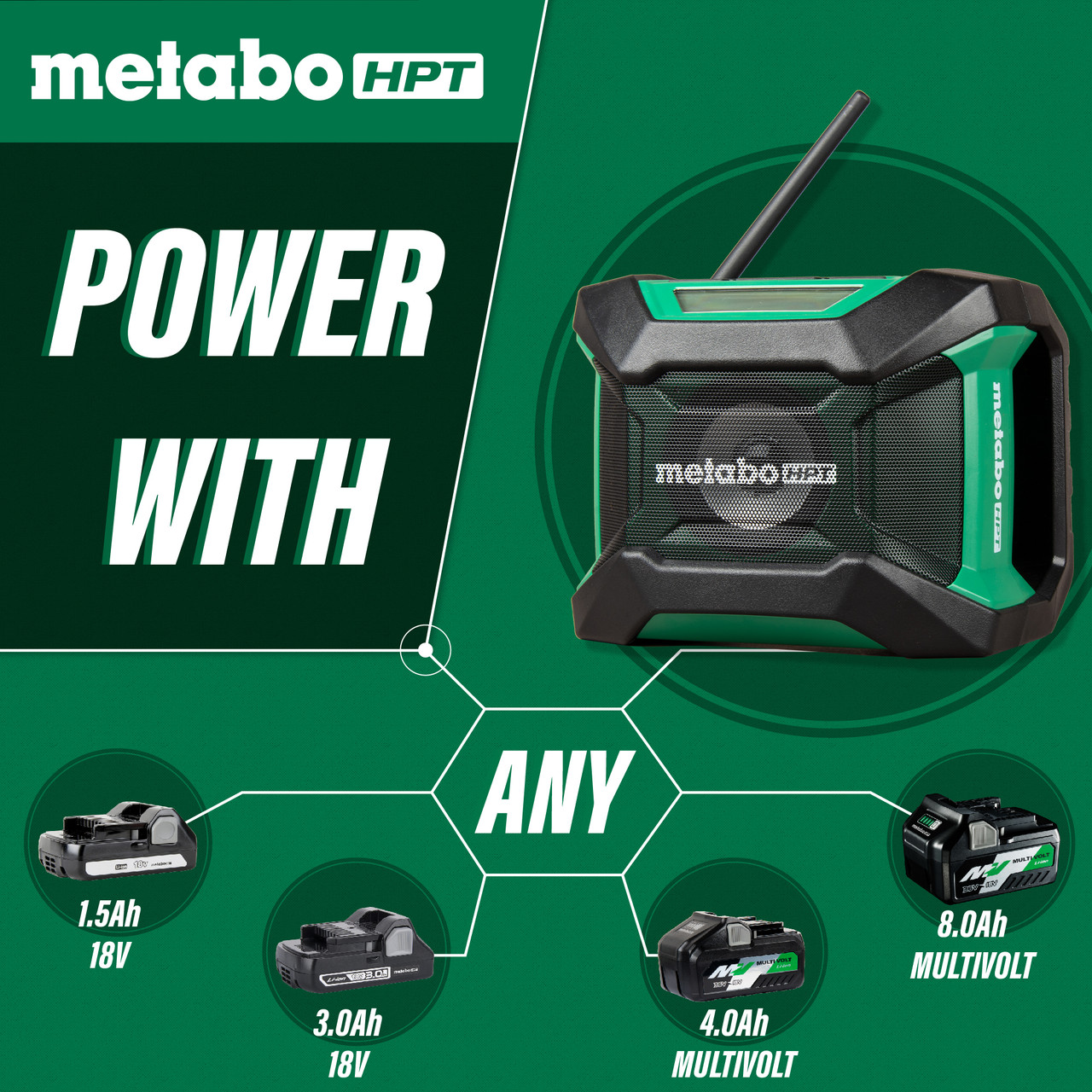 Metabo-HPT HPT-UR18DAQ4M 18V MultiVolt Bluetooth Radio (Tool Only)