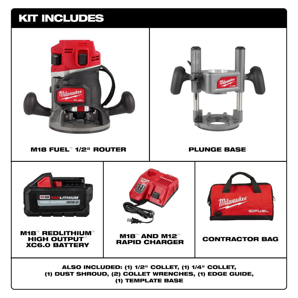 Milwaukee MIL-2838-21 M18 FUEL 1/2in Router Kit - Atlas-Machinery