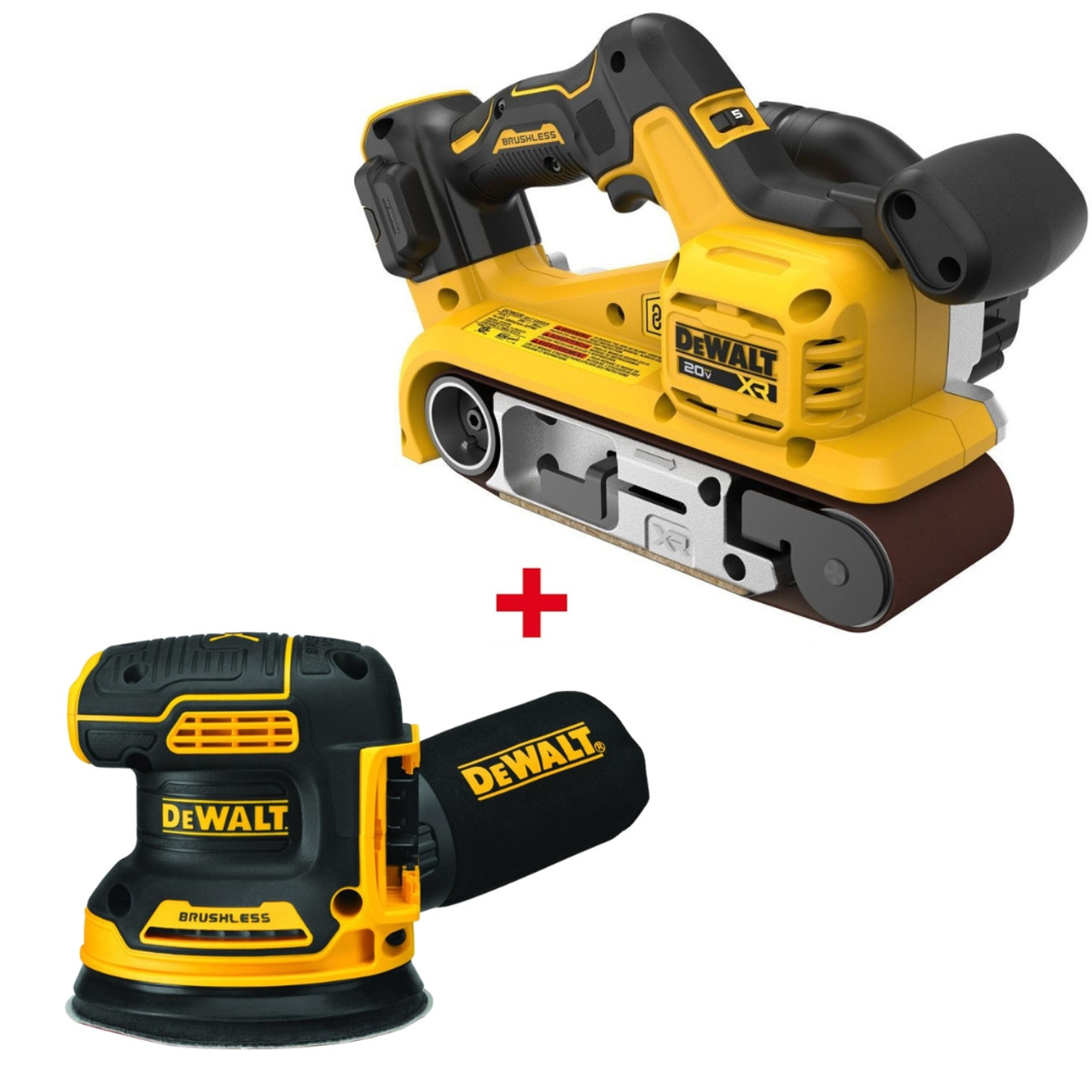 DEWALT DEW-DCW220B-DCW210B 20V MAX Brushless 3In x 21In Belt Sander and 5In  Random Orbital Sander Combo Kit Atlas-Machinery