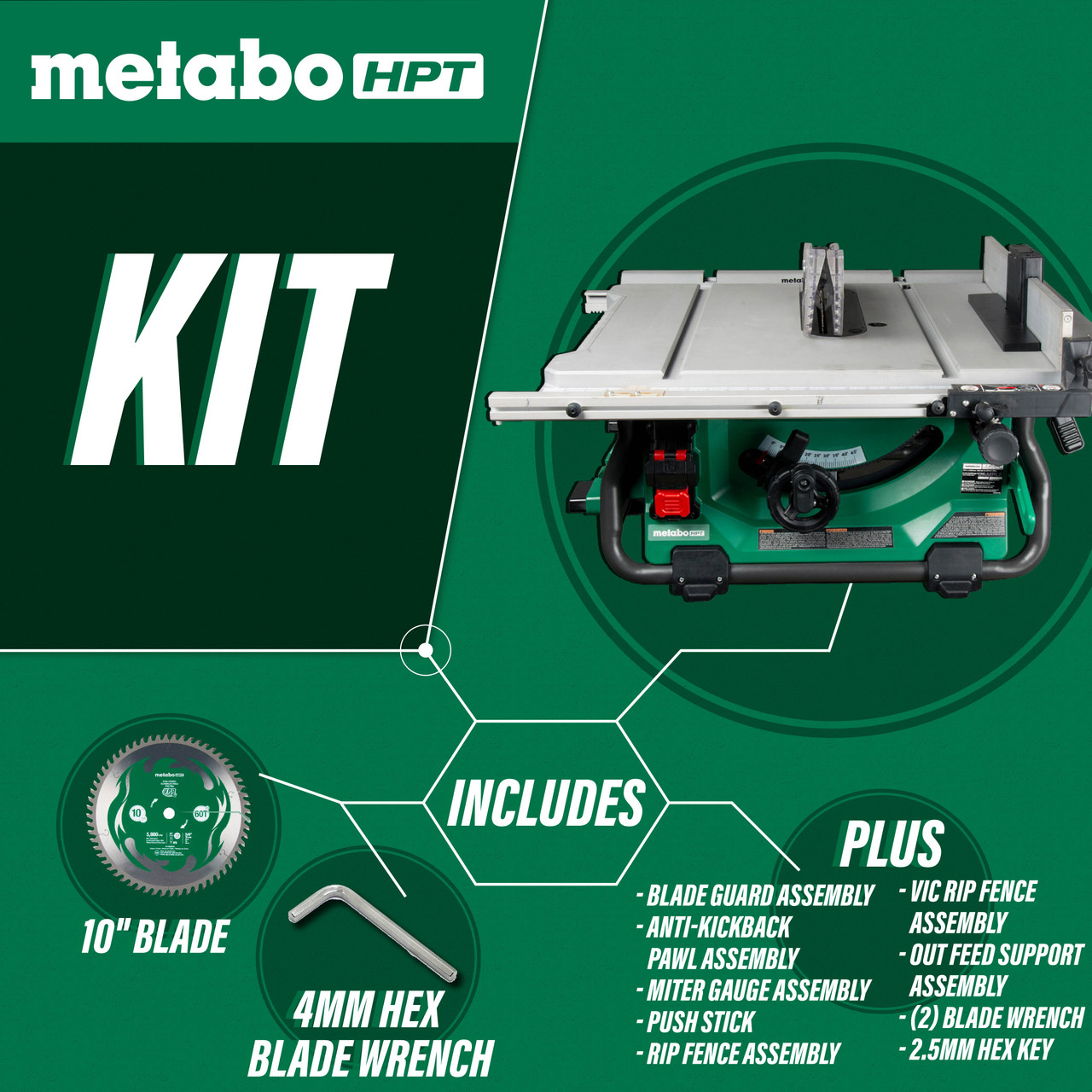 Metabo HPT HPT C3610DRJQ4M 36V MultiVolt 10 Inch Table Saw Tool