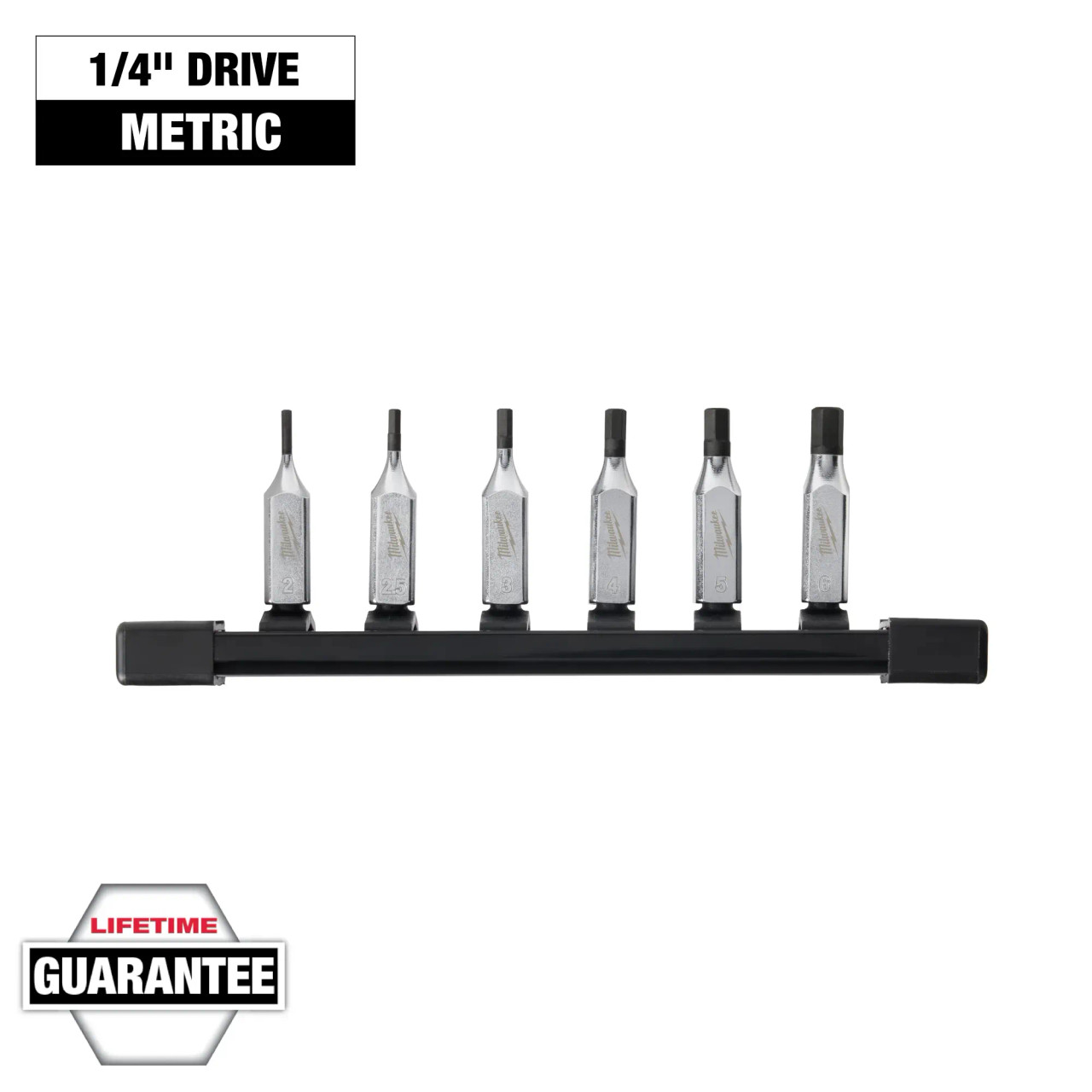 Milwaukee MIL-48-22-9541 6pc 1/4in Drive Hex Bit Socket Set. Metric ...