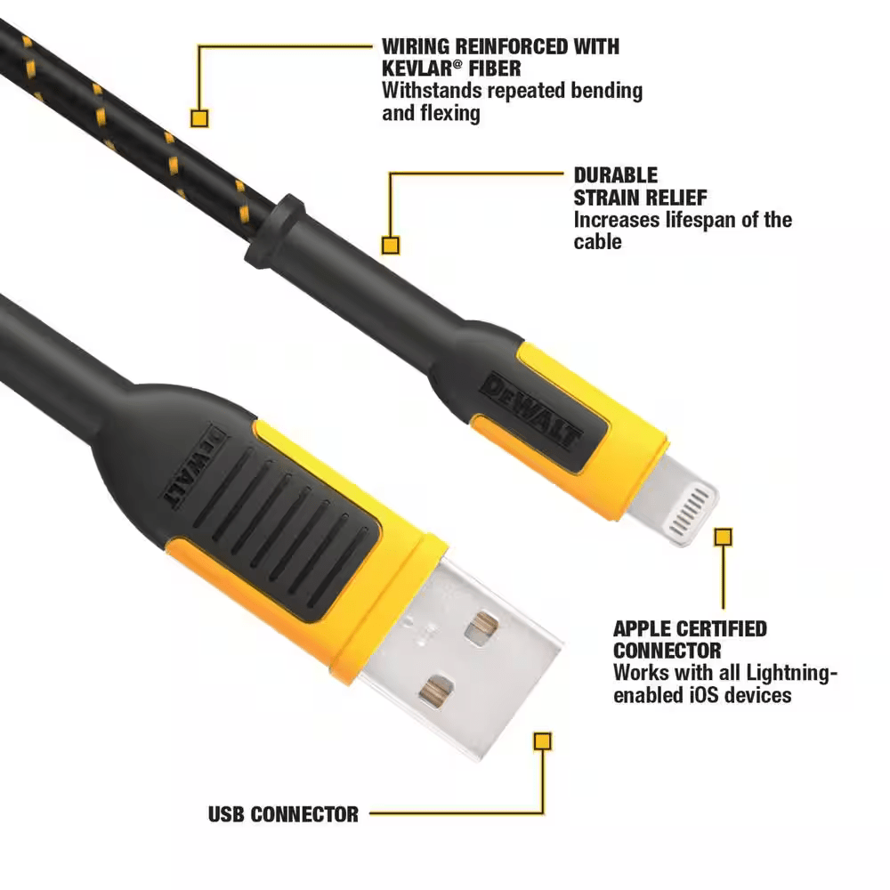 Charging Cable Dewalt Reinforced Braided Cable For Lightning