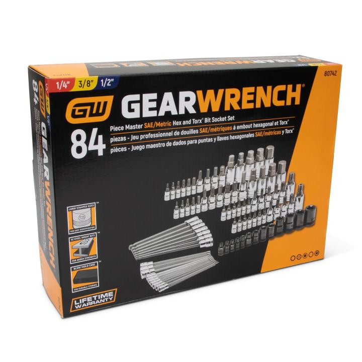 GEARWRENCH GW-80742 1/4in 3/8in 1/2in Drive Hex/Ball End Hex