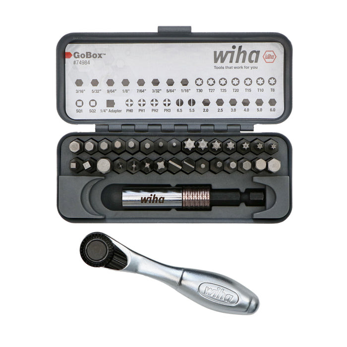 Wiha GoBox Bit-Set 32-teilig – Mit Mini-Ratsche, Bits Für Phillips, Torx, Sechskant