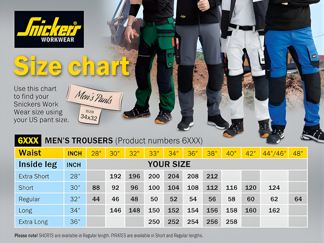 Snickers Chart Snickers Workwear SNI-6375040XX 6375 Allroundwork 4-way Stretch ...