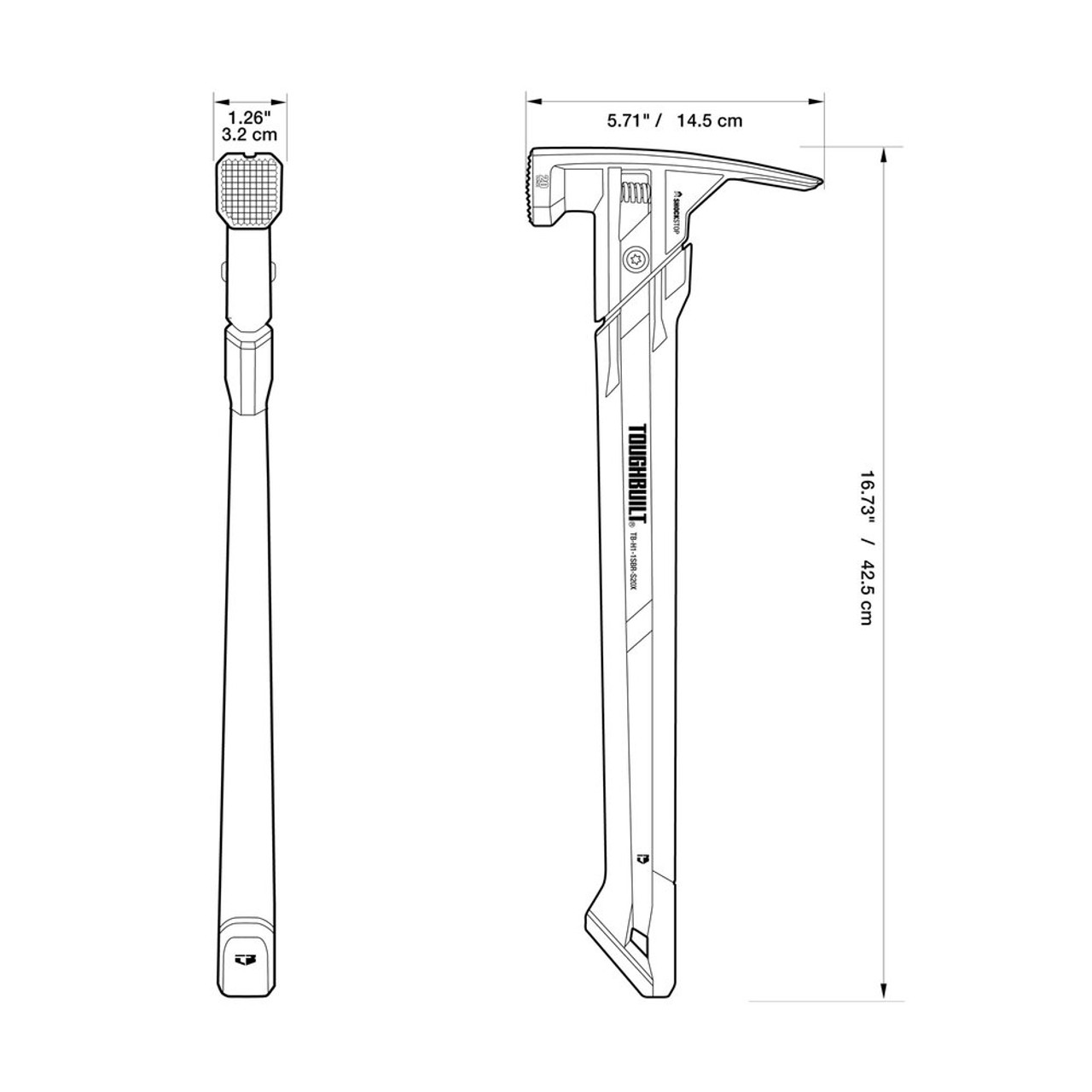 ToughBuilt TB-H1-1SBR-S20X 20Oz Shockstop Steel Rip Hammer