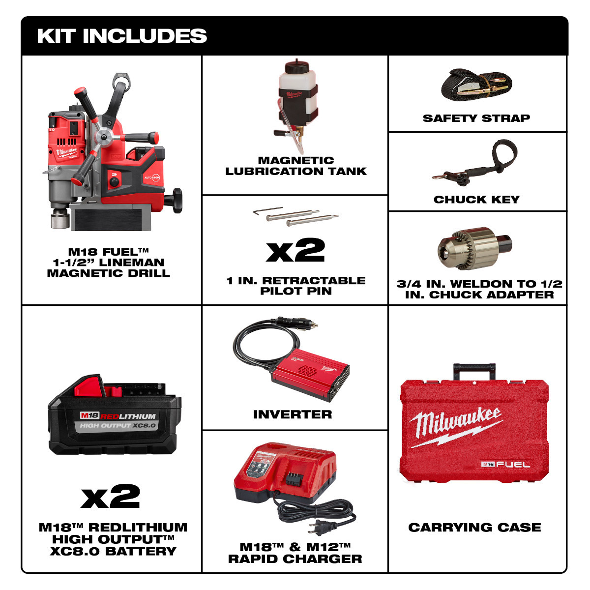Milwaukee MIL-2788-22HD M18 FUEL 1-1/2in Lineman Magnetic Drill