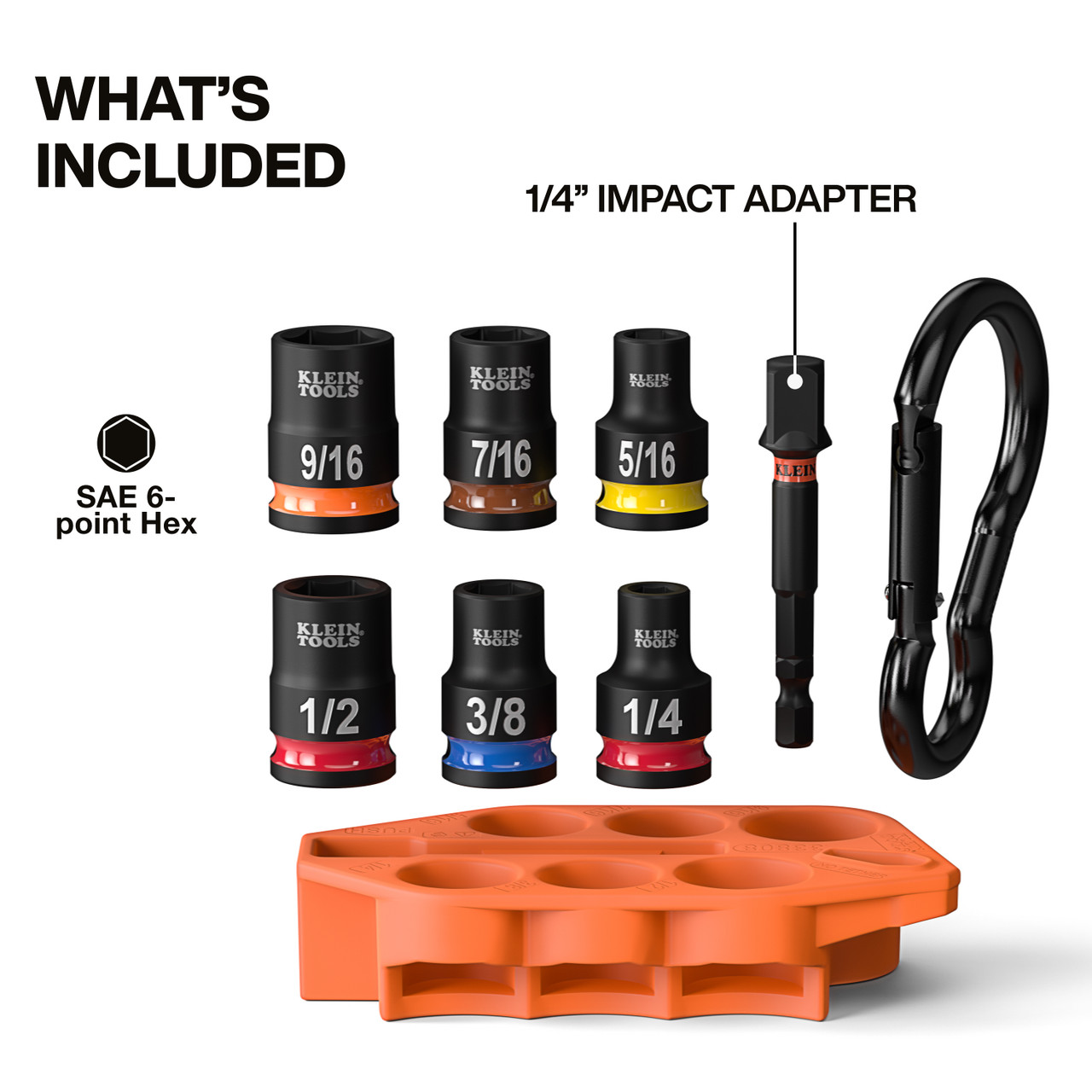 1-2-Switch ３本セット Klein Tools KLE-33808 Grab-And-Go Impact Socket Set, SAE, 7-Piece