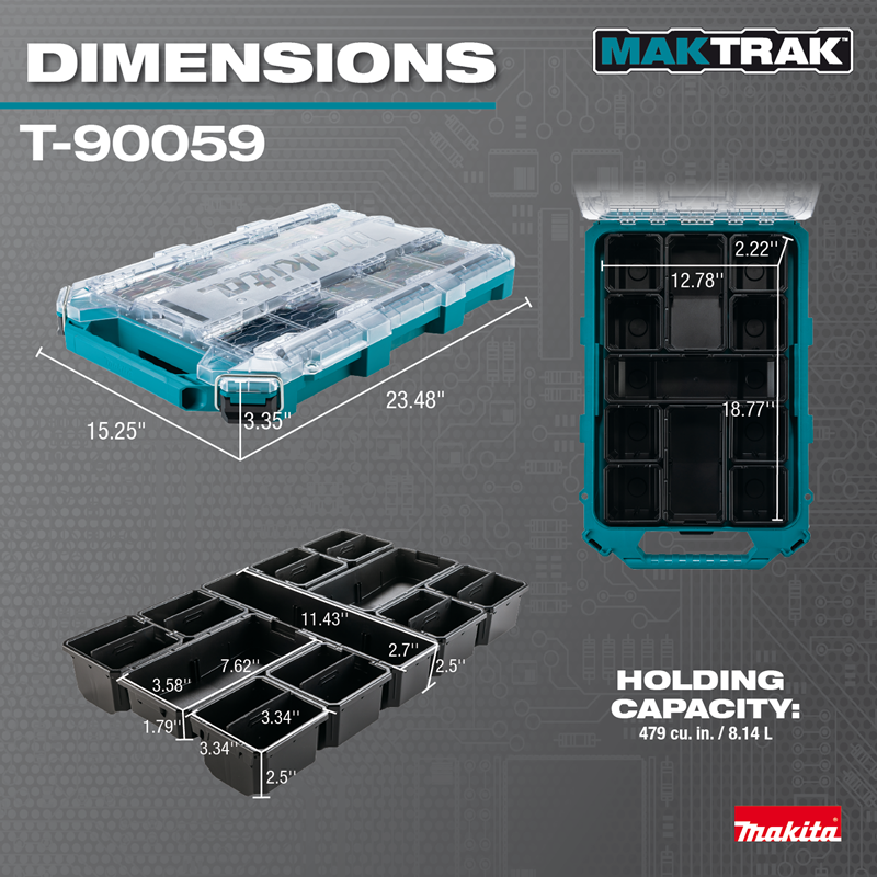 Makita MAK-T-90059 MAKTRAK Low Profile Medium Organizer - Atlas