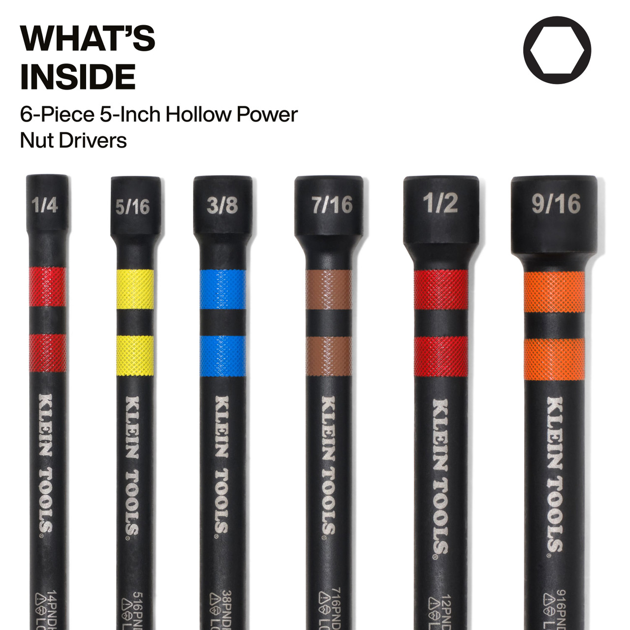 Klein Tools KLE-32940 Magnetic Hollow Color-Coded Power Nut