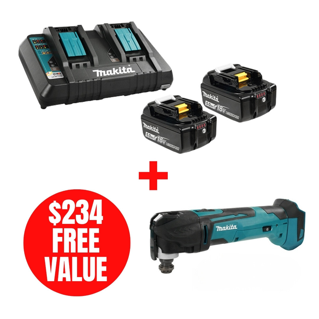 Makita MAK-Y-00359-DTM51Z DC18RD Dual Charger 2x 5.0Ah Starter Kit