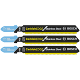 Bosch T118EHM3 3-1/4" 14 TPI Carbide Edge for Stainless Steel T-Shank Jig Saw Blades (3-Pack)