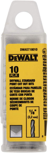 DEWALT DEW-DWAPP18010 1/8in Drywall Pilot Point Cut Out Bit 10 Pack