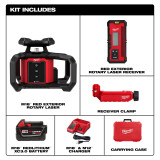 Milwaukee MIL-3701-21 M18 Red Exterior Rotary Laser Level Kit with Receiver