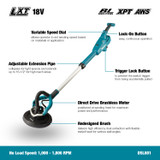 Makita MAK-DSL801ZX1 18V LXT Brushless 8-7/8in Drywall Sander w/AWS, (Bare Tool)