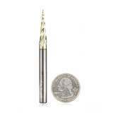 Amana AMA-46280 CNC 1/32in Dia 3 Flute 2D And 3D Carving 6.2 Degree Tapered Angle Ball Tip Solid Carbide Up-Cut Spiral ZrN Coated Router Bit