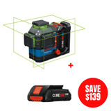 Bosch BOS-GLL330-80CGL 18V 360Deg Connected Green-Beam Three-Plane Leveling and Alignment Laser with 4.0Ah Battery