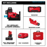 Milwaukee MIL-3642-21 M12 Green 360Deg 3-Plane Laser with Automatic Alignment & Receiver