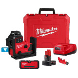 Milwaukee MIL-3642-21 M12 Green 360Deg 3-Plane Laser with Automatic Alignment & Receiver
