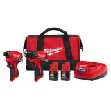 Milwaukee MIL-3494-22 M12 Subcompact Brushless 2-Tool Combo 2x 2.0Ah Kit