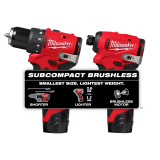 Milwaukee MIL-3494-22 M12 Subcompact Brushless 2-Tool Combo 2x 2.0Ah Kit