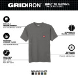 Milwaukee MIL-605GXX GRIDIRON Short Sleeve Pocket T-Shirt - Gray