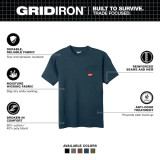 Milwaukee MIL-605BLXX GRIDIRON Short Sleeve Pocket T-Shirt - Blue