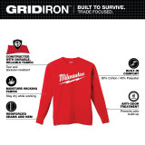 Milwaukee MIL-608RXX GRIDIRON Heavy Duty Long Sleeve Logo Tee - Red