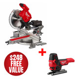Milwaukee MIL-2739-20-2737B-20 M18 Fuel 12in Mitre Saw Bare Tool and Barrel Grip Jig Saw Kit