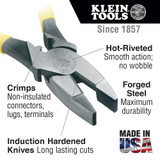 Klein Tools KLE-D2000-9NECR Lineman's Pliers with Crimping, 9in