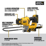 DEWALT DEW-DCGG581GD1 20V MAX Cordless 10,000 PSI Variable 2-Speed Grease Gun 2.0Ah Kit