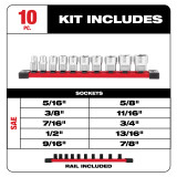 Milwaukee MIL-48-22-9403 10-Piece 3/8in SAE Sockets with FOUR FLAT Sides