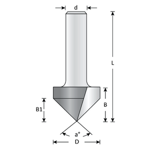 Dimar DIM-105R4-19 3/4in Dia Carbide Tipped V-Groove Bit 90deg 2 Flute 1/4in Shank 3/8in Depth