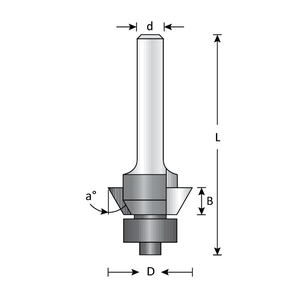Dimar DIM-102RB-15 5/8in Dia, Carbide Tipped, Bevel Trim Bits with Ball Bearing, 2 Flutes, 1/4in Shank, 2 1/8in Length