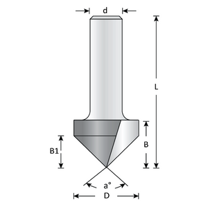 Dimar DIM-105R8-19 3/4in Dia Carbide Tipped V-Groove Bit 90deg 2 Flute 1/2in Shank 3/8in Depth